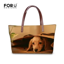 Forudesigns/Забавные 3D Собака Такса рисунок сумка для Для женщин Элитный бренд дамы Топ-ручка Сумки путешествия большой плеча сумочку