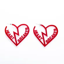 Transparent Red Breaker Heart Stud Earrings For Women Girl Hollow Geometric Personality Trendy Jewelry Transparent Red Breaker Heart Stud Earrings For Women Girl Hollow Geometric Personality Trendy Jewelry