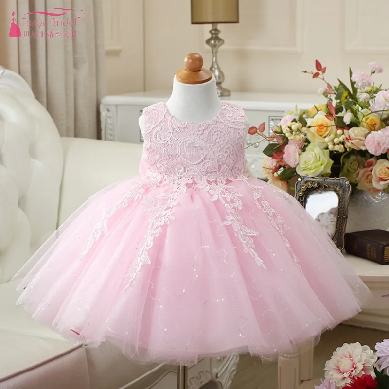 

Pink Flower Girls Dresses New Kid's Dress Ball Gown Lace Princess Girl Dress White Tulle Sweety Girl Dress JQ162