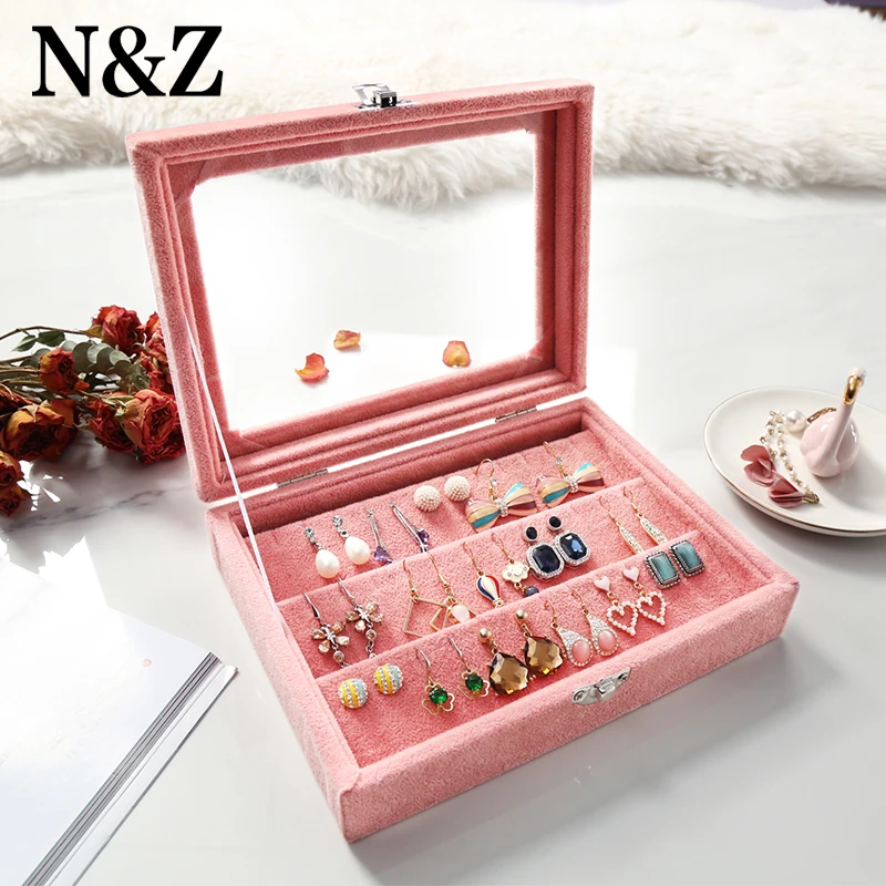 

N&Z Jewelry Box Rings Bracelet Fabric Jewelry Casket Organizer Display Makeup Storage Drawers Box Case Earrings Display Box