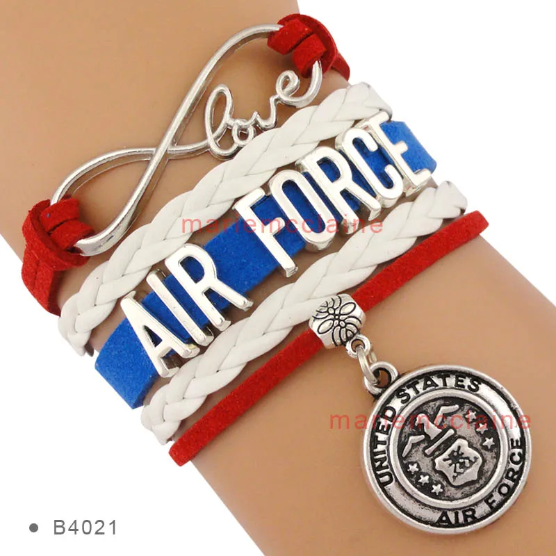 (10 PCS/lot) Infinity Love United States Air Force Bracelets Royal Blue