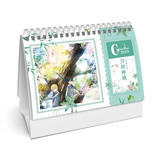 2019 year anime sword art online desk calendar diy table calendars online office calendar