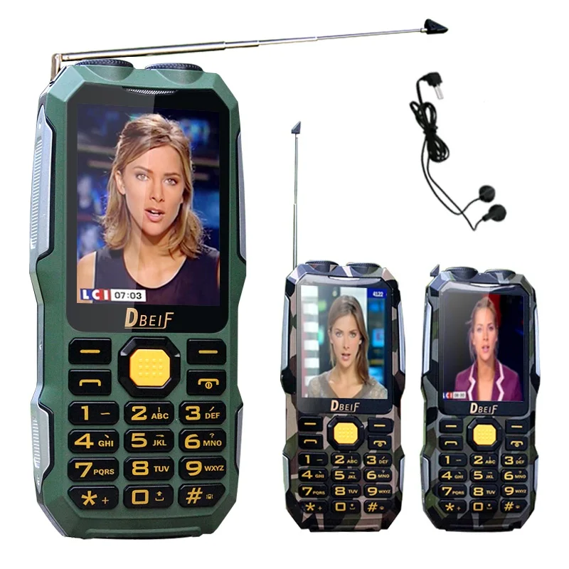 

Magic voice Dual flashlight FM outdoor Shockproof mp3/mp4 power bank antenna Analog TV Rugged mobile phone cell