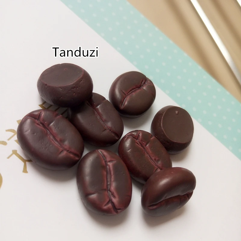 

Tanduzi 100pcs Wholesale Japanese Kawaii Resin Simulation Food Mini Coffee Beans DIY Dollhouse Miniature Deco Parts Resin Crafts
