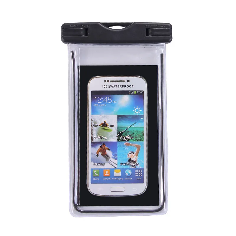 Универсальный светящийся водонепроницаемый чехол для мобильного телефона для iPhone7/5S/6/6 S plus/5 Galaxy S7 чехол Аксессуары для бассейна сумки - Цвет: Черный