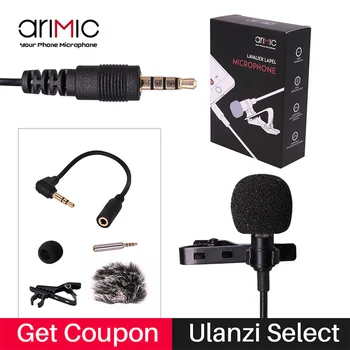 

Ulanzi Lapel Lavalier Microphone Kit Clip-on Hands-free 3.5mm Jack Condenser Mic yaka mikrofonu for iPhone for interview Lecture