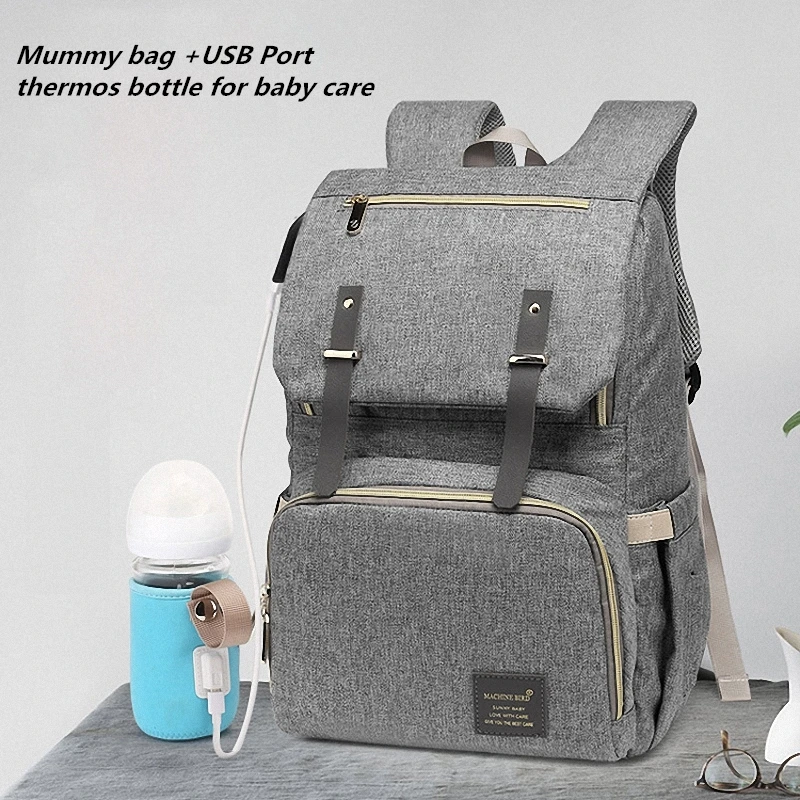 

Multi-function Maternity Bag Mummy Nappy Bags Rucksack Handbag with Chargeable Insulated Cup Bag and USB Port for Baby Care