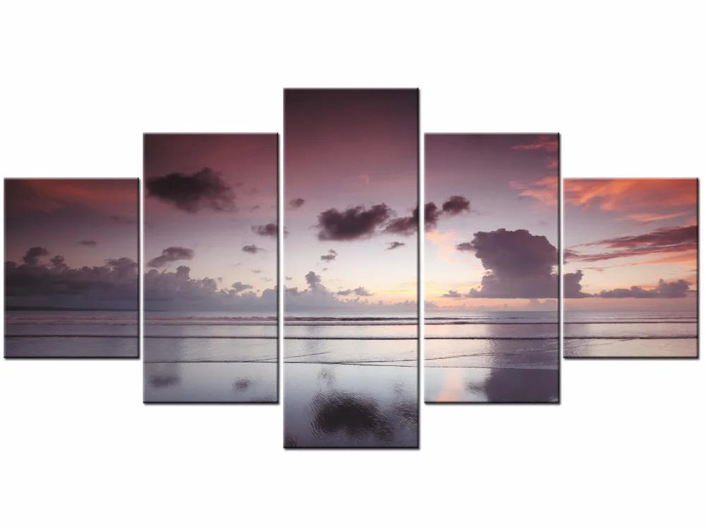 

5 Pieces Canvas Painting Wall Art Home Decor Pictures Seascape Beach Sea Wave Poster Living Room HD Printed Framed J009-060