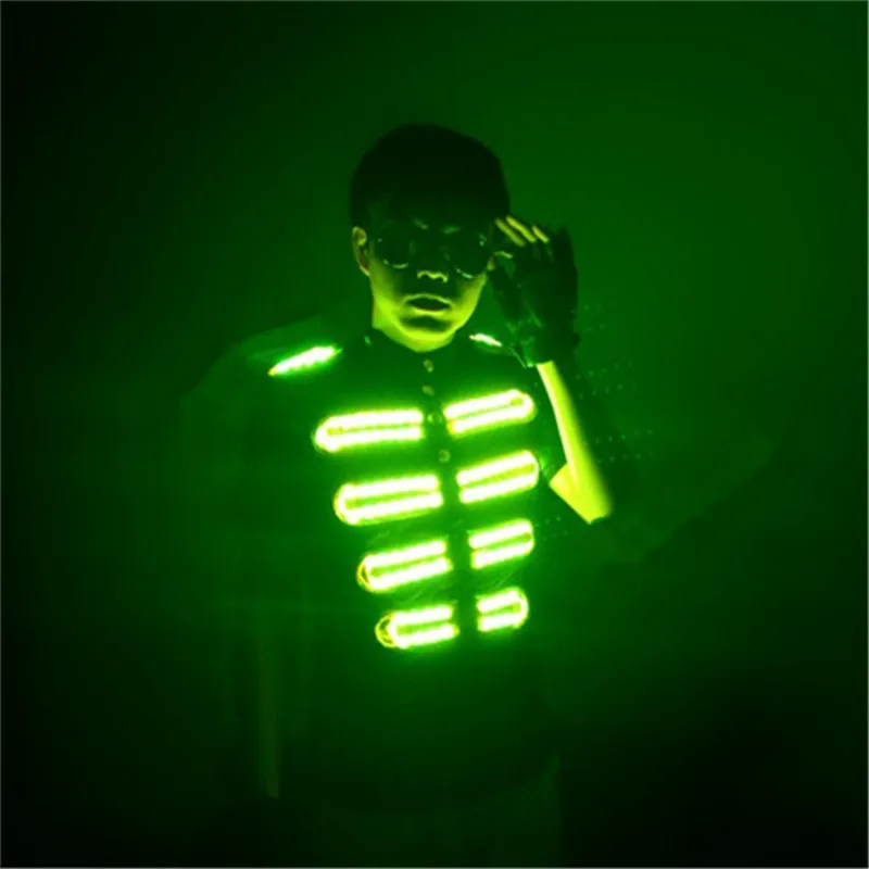 

RE33 Party ballroom dance led light costumes dj stage wears luminour T-shirt summer perform short sleeve glowing men clothes DJ
