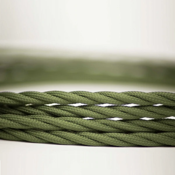 Ретро Flex плетеный кабель старинные витой текстильной освещения кабель витая лампы провода - Цвет: Army Green