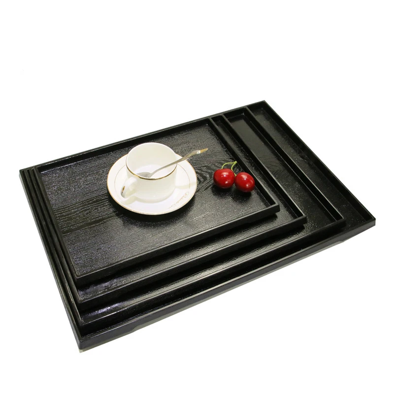 3 Sizes Serving Tray Large Black Wood Rectangle Food Tray Butler Tray Serving Breakfast