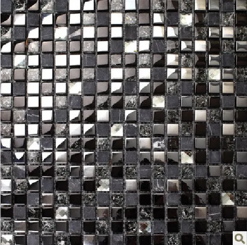 Black Mosaic Tiles Crystal Gl Mixed Stone And Stainless Steel Black Mosaic Tiles Crystal Gl Mixed Stone And Stainless Steel Background Wall Bathroom Kitchen Backsplash In Stickers From Home