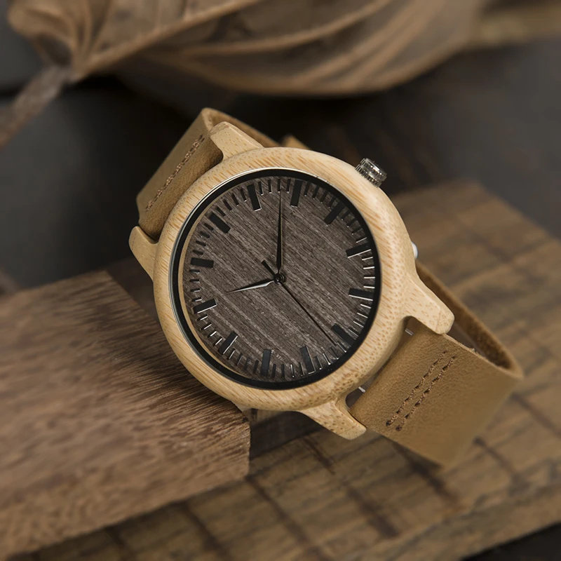 BOBO BIRD WL10 Womens Casual Antique Round Bamboo Wooden Watch for Men Leather Strap Lady Watches Top Brand Luxury Wrist Watch