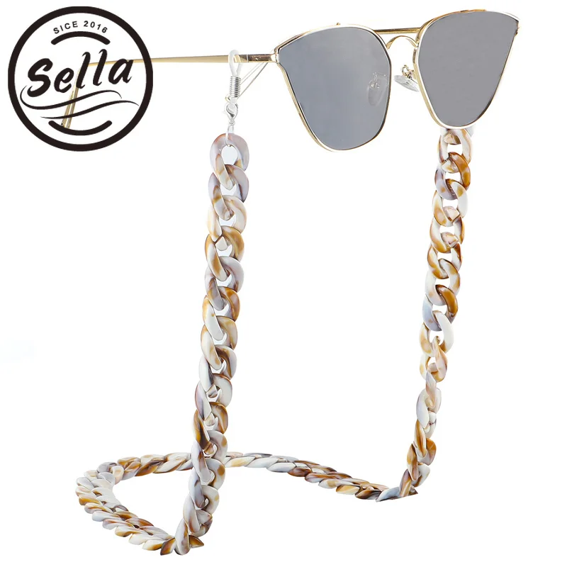 

Sella Retro Simple Acryl Sunglasses String Strap Fashion Leopard Plastic PVC Non-Slip Glasses Holder Chain Eyewear Cord Lanyard