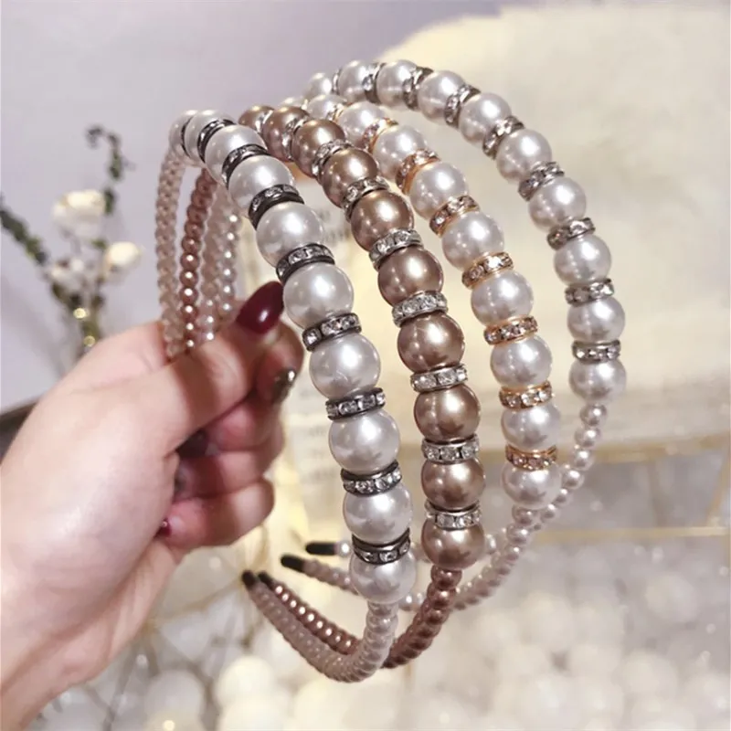 High end boutique hair accessories women's pearl studded beaded fine
