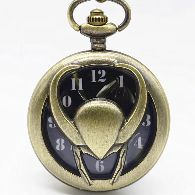 Бронзовый Винтаж кулон карманные часы Relogio Локи де Bolso кварцевые часы с цепочки и ожерелья цепи TD2074