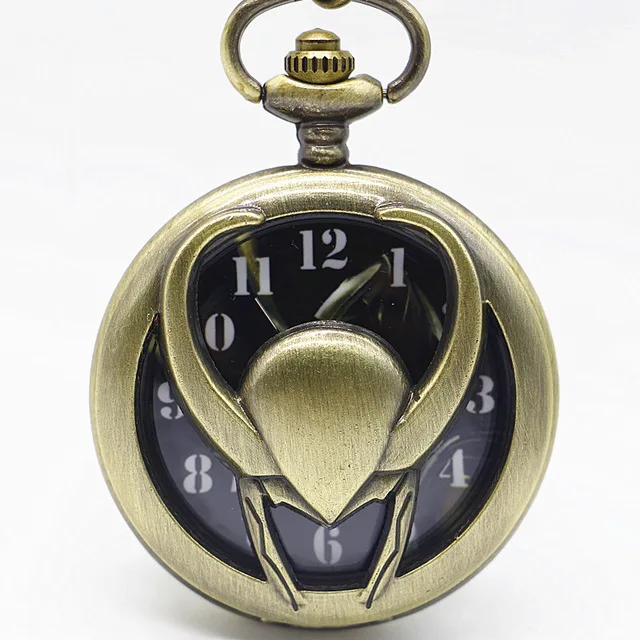 

Bronze Vintage Pendant Pocket Watch Relogio LOki De Bolso Quartz Watch with Necklace Chain TD2074