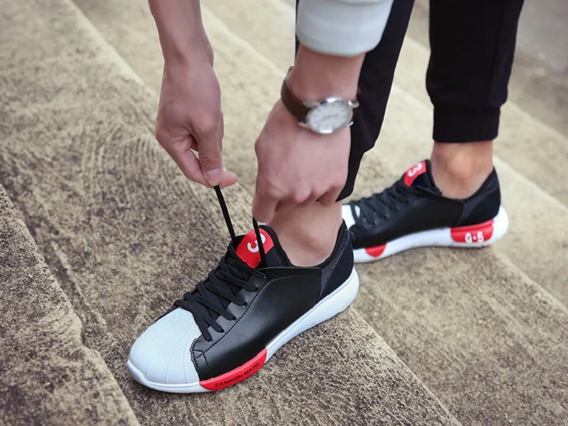 New Spring Autumn Man Sneakers Skateboarding Walking Shoes Leather Breathable Lace Up Flat Light Weight Hard-Wearing Man Shoes (6)