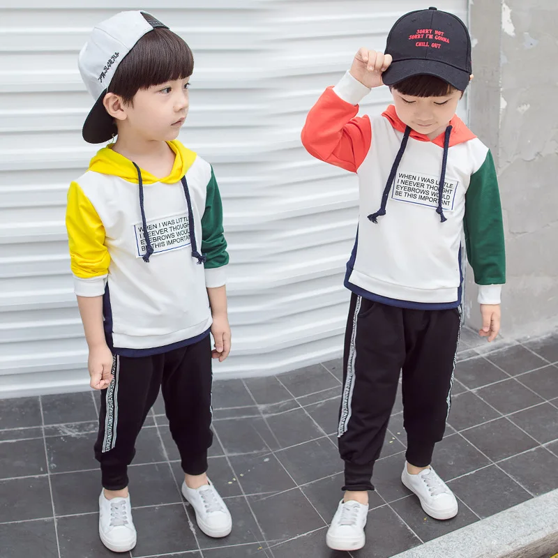 Hot Sale Boys Clothes 2018 New Mosaic Sweater Two Piece Suit Male Baby