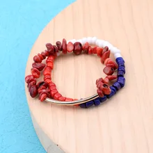 Bojiu natural vermelho coral pulseiras para feminino profundo vermelho azul branco estiramento pedra contas pulseira conjunto femme jóias bcset153