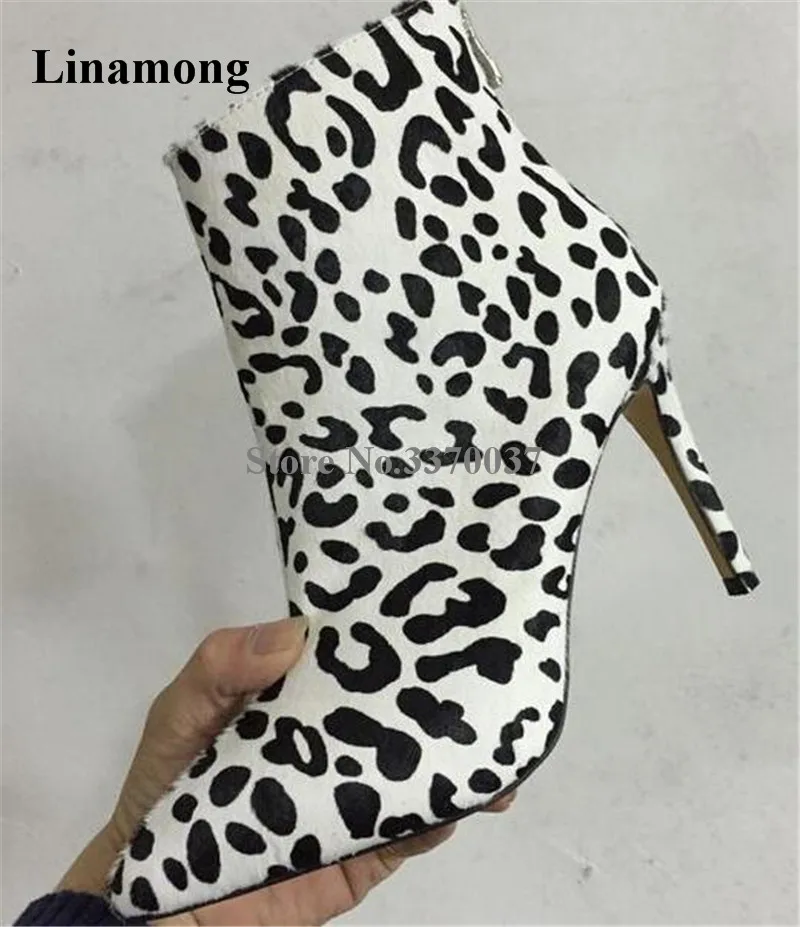Women Sexy Pointed Toe White Leopard Suede Leather Thin Heel Short Boots Zipper-up High Heel Ankle Boots Club Dress Shoes Women Sexy Pointed Toe White Leopard Suede Leather Thin Heel Short Boots Zipper-up High Heel Ankle Boots Club Dress Shoes