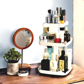 

Plastic Cosmetic Storage Box 360 Degree Rotation Make up Organizer Lipstick Holder Cosmetics Organizadores Storage Show boxes