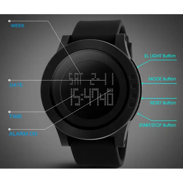 LinTimes 2018 Men Solid Color Fashionable Outdoor Waterproof Electric Watch Stylish Wrist Watch Ornament Gift