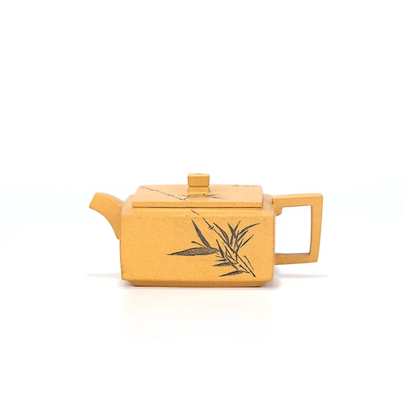  Section Mud Manual Dark-red Enameled Pottery Teapot Square Bamboo Teapot Tea Set Online Store Agent