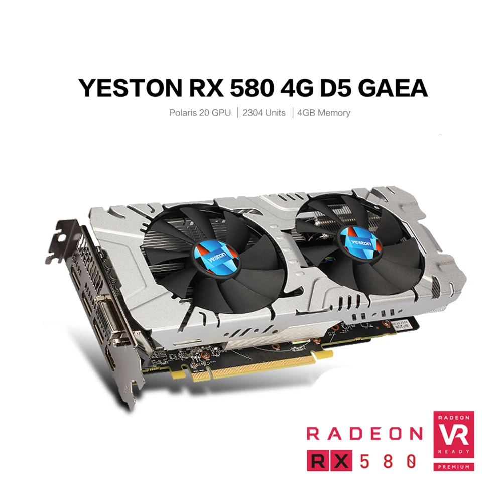 Yeston Radeon RX 580 GPU 4 Гб GDDR5 256 бит игровой настольный компьютер ПК видео Графика карты