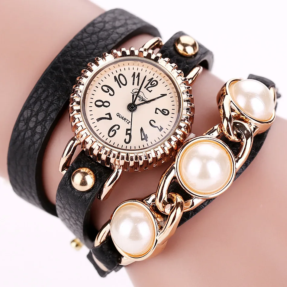 Duoya Женская мода Повседневный Браслет En Cuir Montre-Bracelet Femmes Robe relogio feminino жемчужные часы horloges женские часы B30