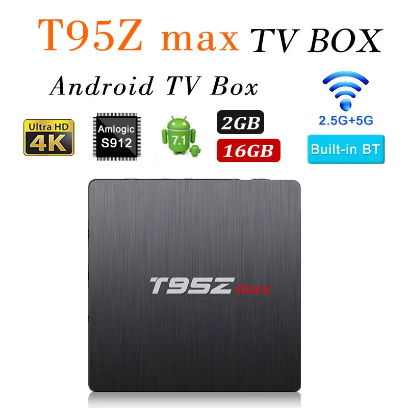 T95z Max умный ТВ коробка Android 7,1 Amlogic S912 Восьмиядерный Декодер каналов кабельного телевидения 2 г/3G RAM 2,4 г/5 г двойной WI-FI T95z MAX 4 К Media Player PK X92