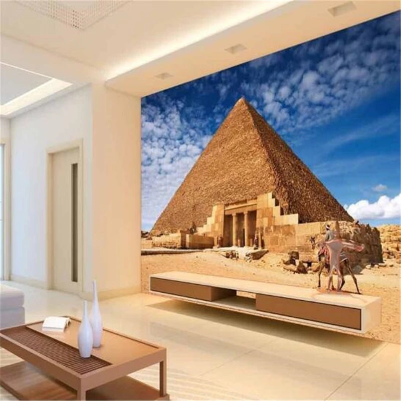 Beibehang Современная Большая живопись пирамиды египетская настенная живопись пейзаж де сравнению 3d обои гостиничный номер Фреска для