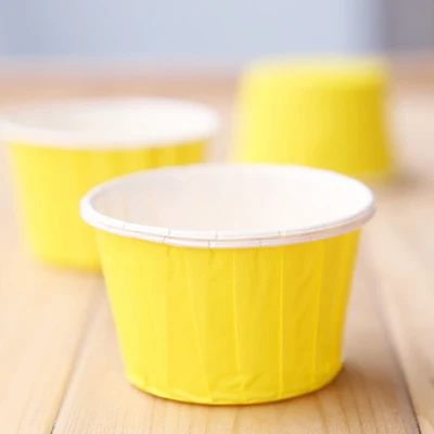 Бумажные чашки для торта, 50 шт., вкладыши для выпечки, чашки для кексов, кухонные Формы для кексов, многоцветные формы для выпечки на выбор - Цвет: Цвет: желтый