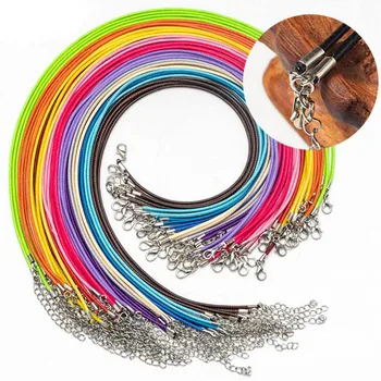 

20pcs/lot New Colorful Leather Chains Necklaces Pendant Charms Lobster Clasp DIY Jewelry Making Accessories String Cord Necklace