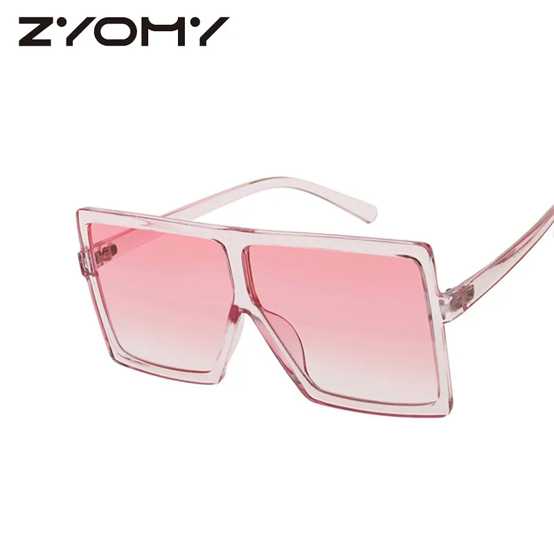 C9 Pink Pink Большая оправа, градиентные негабаритные солнцезащитные очки, квадратные брендовые дизайнерские винтажные женские модные солнцезащитные очки Oculos De Sol UV400 - Цвет линз: C9 Pink Pink