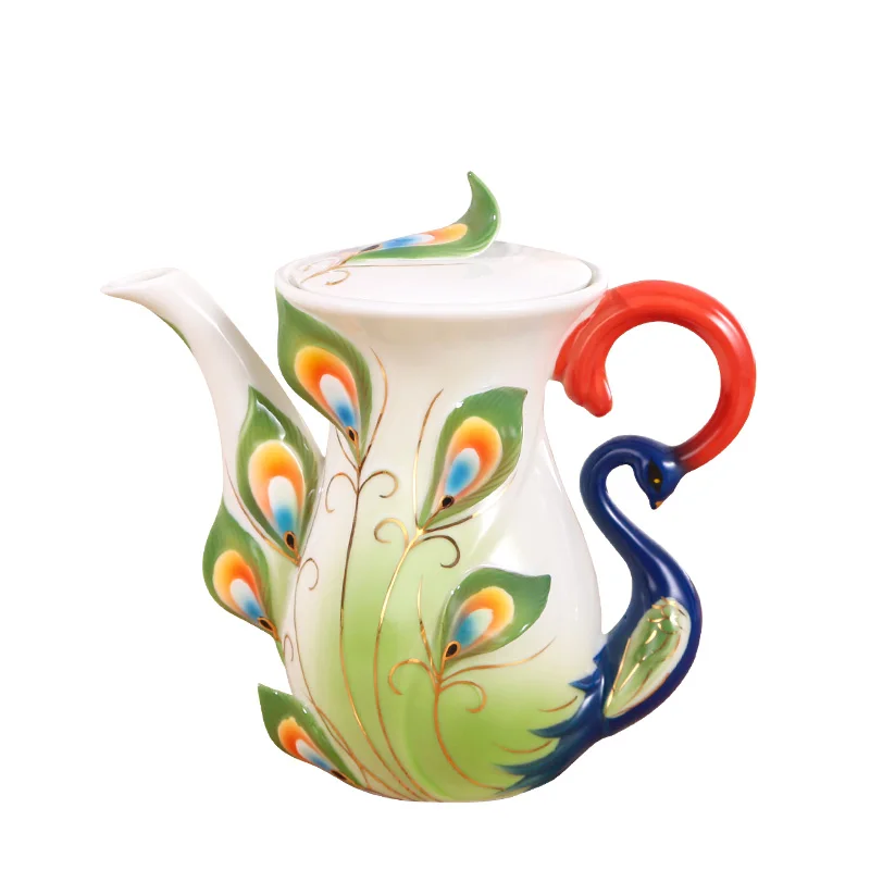 

1 PC Creative Peacock Teapot European Coffee Tea Set Ceramic Kettle