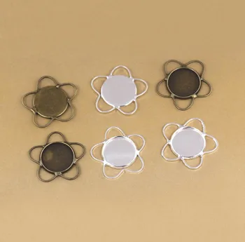 

Wired Sun Flower Wrapped 14mm Round Smooth Bezel Resin Cabochons Connectors Links Findings DIY Pendant Making Multi-color