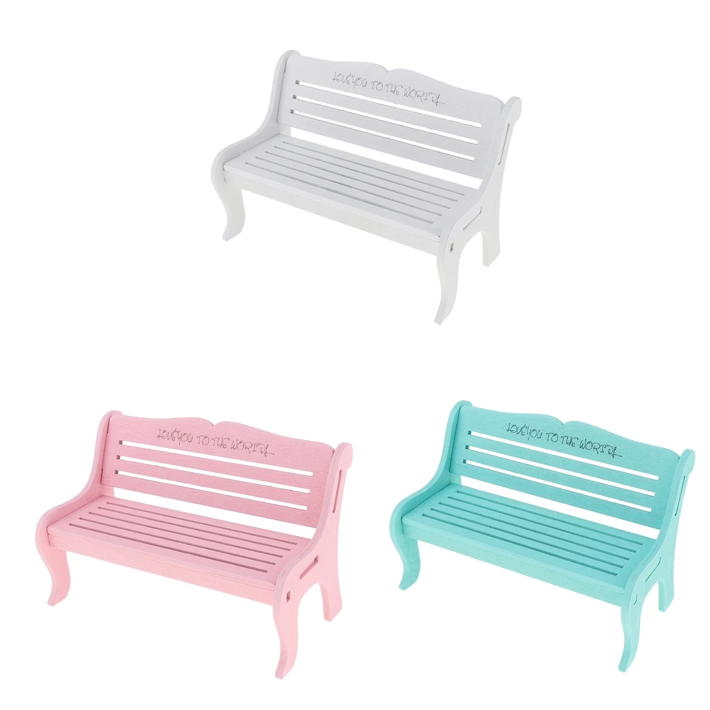 1/6 Doll House Park Bench Garden Chair Furniture Kids Pretend Play Toy