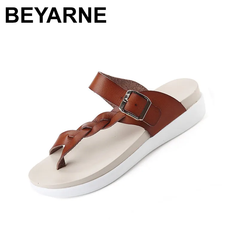 

BEYARNE summer sandals women shoes 2018 fashion buckle wedges slides big size 35-43 light platform beach shoes