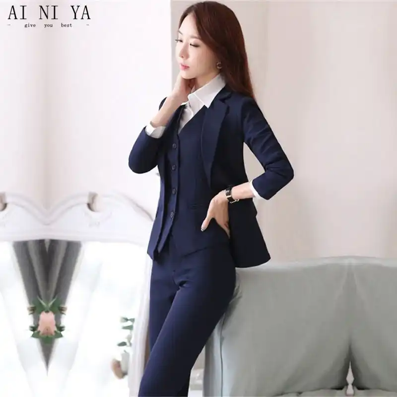 navy blue suit trousers womens