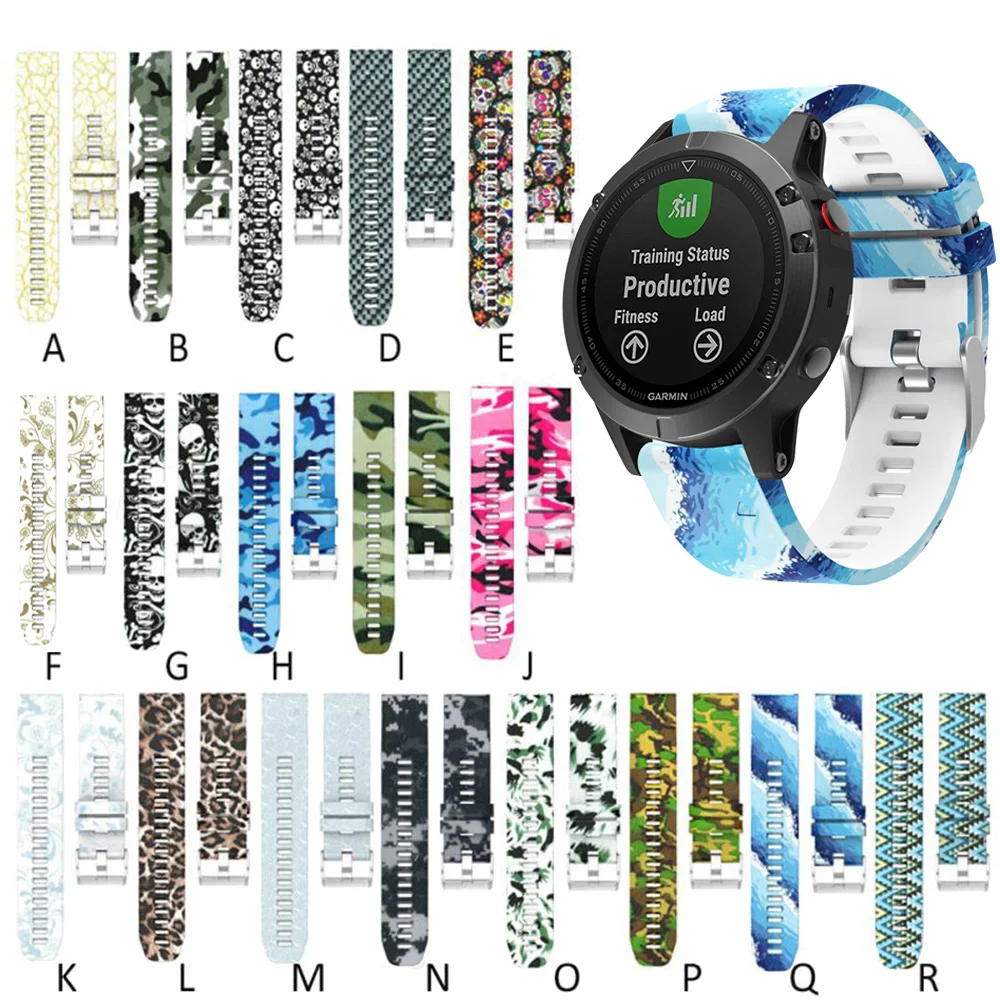 Силиконовый ремешок для наручных часов Garmin Fenix 5 / Plus сменный спортивного