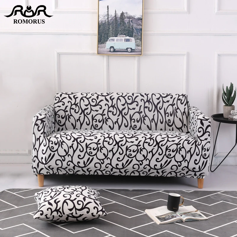

ROMORUS Europe Printed Spandex Elastic Couch Cover Sofa Protector Tight Wrap Stretch Sofa Covers Loveseat Three Seater Slipcover