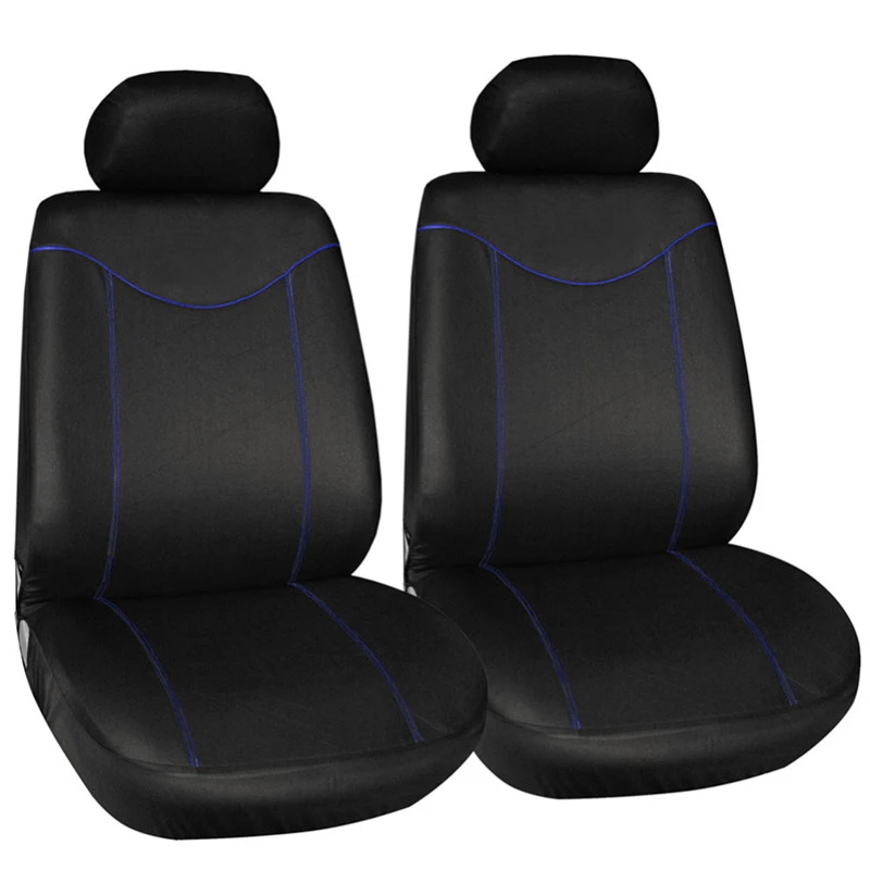 2pcs Front Seat Cover Universal For Cars Simple Protective Seats Car-covers Black Automotive Interior Decoration - Название цвета: 2 Front Black Blue