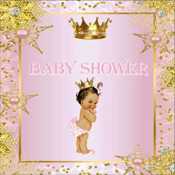 

Customized Backdrop Baby Shower girl Pink Crown Decorations Birthday Party Banner Backdrops Photography Background