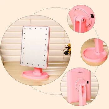 

16LED/22LED with USB Line Mirrors 360 Degrees Adjustable Rotation Makeup Mirror Lighted Portable Luminous Cosmetic Mirrors