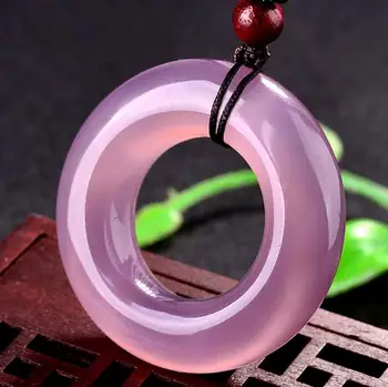 

Natural transparent water purple chalcedony flat buckle agate pendant male and female couple jade pendant
