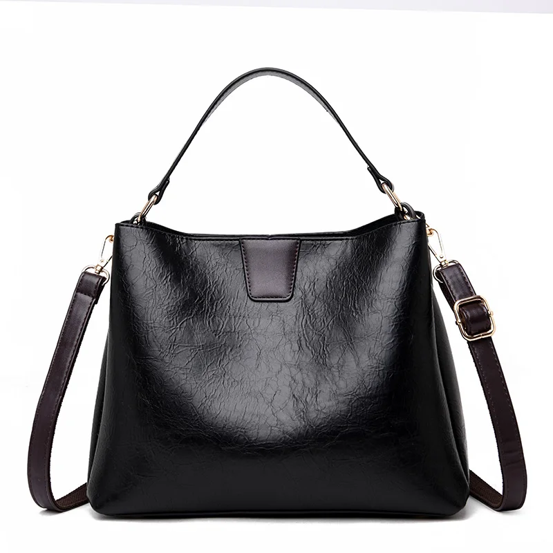 Yonder сумка-мешок женская сумка из натуральной кожи для женских сумок большая сумка женская сумка через плечо черная большая сумка-тоут серая - Цвет: Black