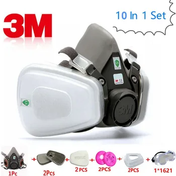

10 in 1 3M 6200 Protective Gas Mask 2091 PM2.5 Particle Filter Respirator Mask Dusty Work Painting Spray