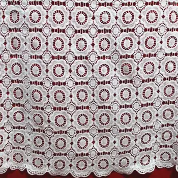 

1yards White High Quality African Guipure Lace Fabric For Sewing 2017 African Cord Lace Fabric For Nigerian Woman Wedding Dress