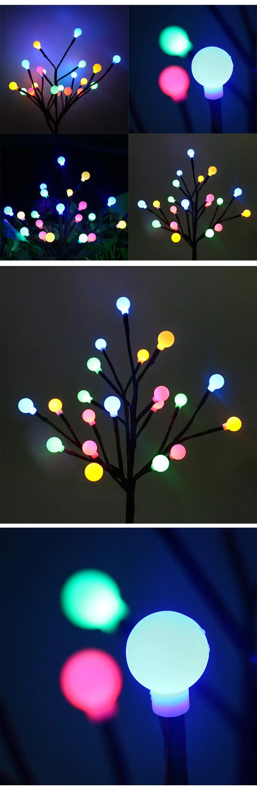 Светодиодный светильник на солнечной батарее, дерево, наружный садовый газон, ландшафтный светильник, RGB светодиодные лампы на солнечной батарее, патио, забор для рождественской елки, свадебное украшение